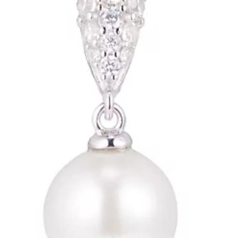 DIAMONIQUE 0.3CT TW SHELL PEARL PAVE DROP EARRINGS STERLING SILVER