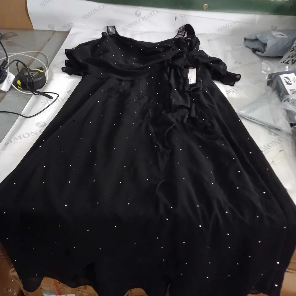 BLACK SPARICE STRAPPED DRESS SIZE 14