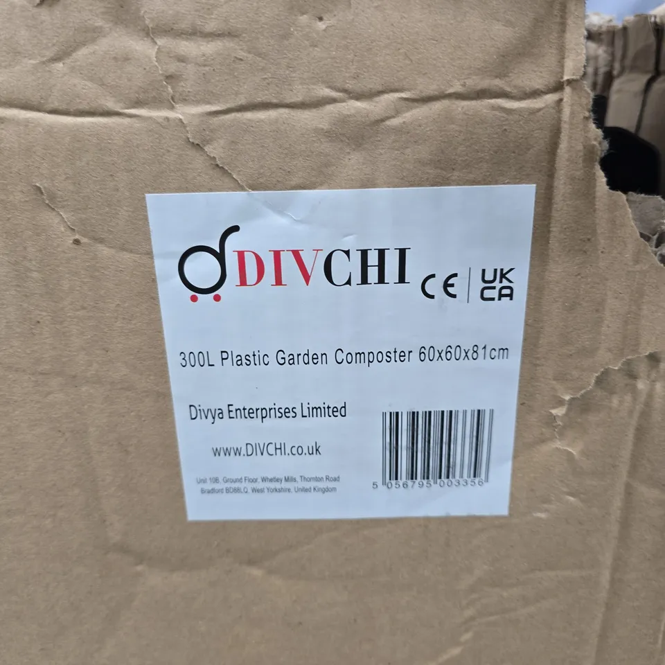 DIVCHI 300L PLASTIC GARDEN COMPOST BIN – 60X60X81 CM 