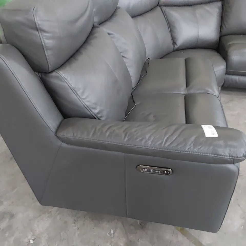DESIGNER POWER RECLINING CORNER GROUP GREY LEATHER 