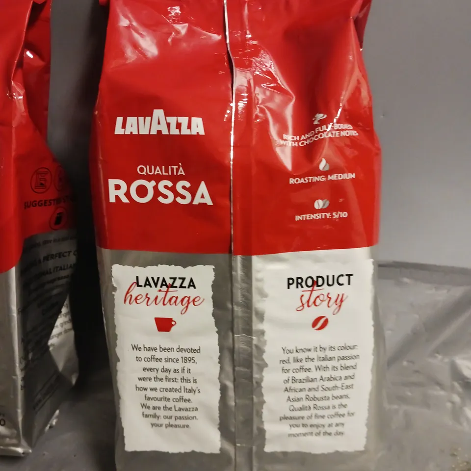 LOT OF 2 LAVAZZA QUALITA ROSSA 1KG PACKS OF COFFEE BEANS