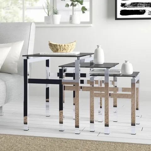 BOXED GRACIELA 3 PIECE NEST OF TABLES BLACK
