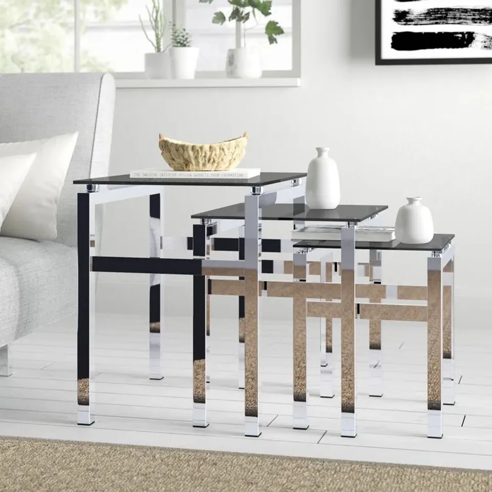 BOXED GRACIELA 3 PIECE NEST OF TABLES BLACK