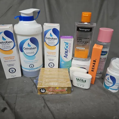 APPROXIMATEY 20 HEALTH AND BEAUTY PRODUCTS TO INCLUDE - CETRABEN - ANUSOI- REHAB - WILD - AVEENO - ECT 