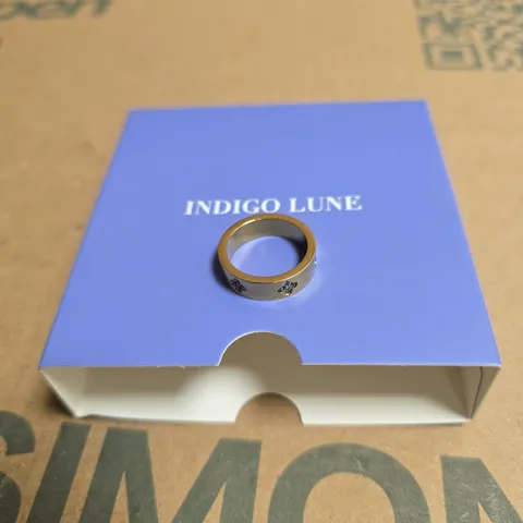 INDIGO LUNE RING -  GOLD-TONE WITH BLUE STONES