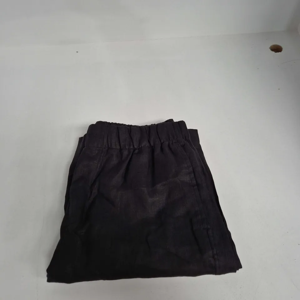 THE PALAZZO LINEN TROUSERS – BLACK, UK 12
