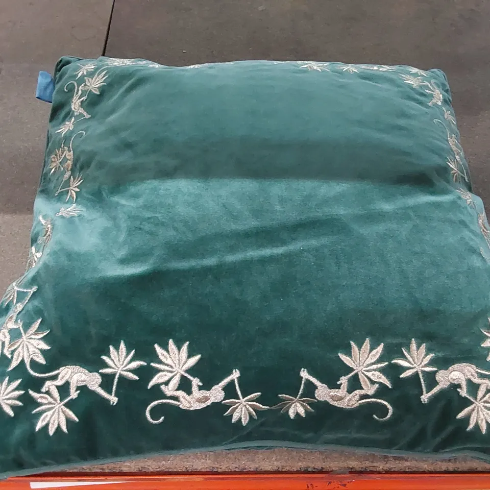 SAPPHIRE GARDEN FLORAL SQUARE SCATTER CUSHION - SEAMOSS GREEN // 50 X 50CM (1 ITEM)