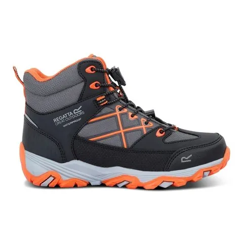 BRAND NEW REGATTA KIDS SAMARIS III WALKING BOOTS IN BLACK BLAZE ORANGE - UK KIDS 11