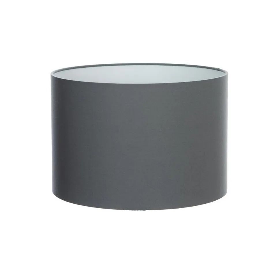 BOXED COTTON DRUM DARK GREY LAMP SHADE 