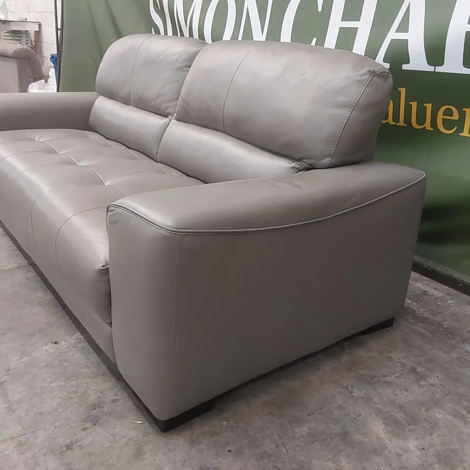 QUALITY DESIGNER ITALIAN MADE LEATHER MARCOS 4 SEATER SOFA - GREY