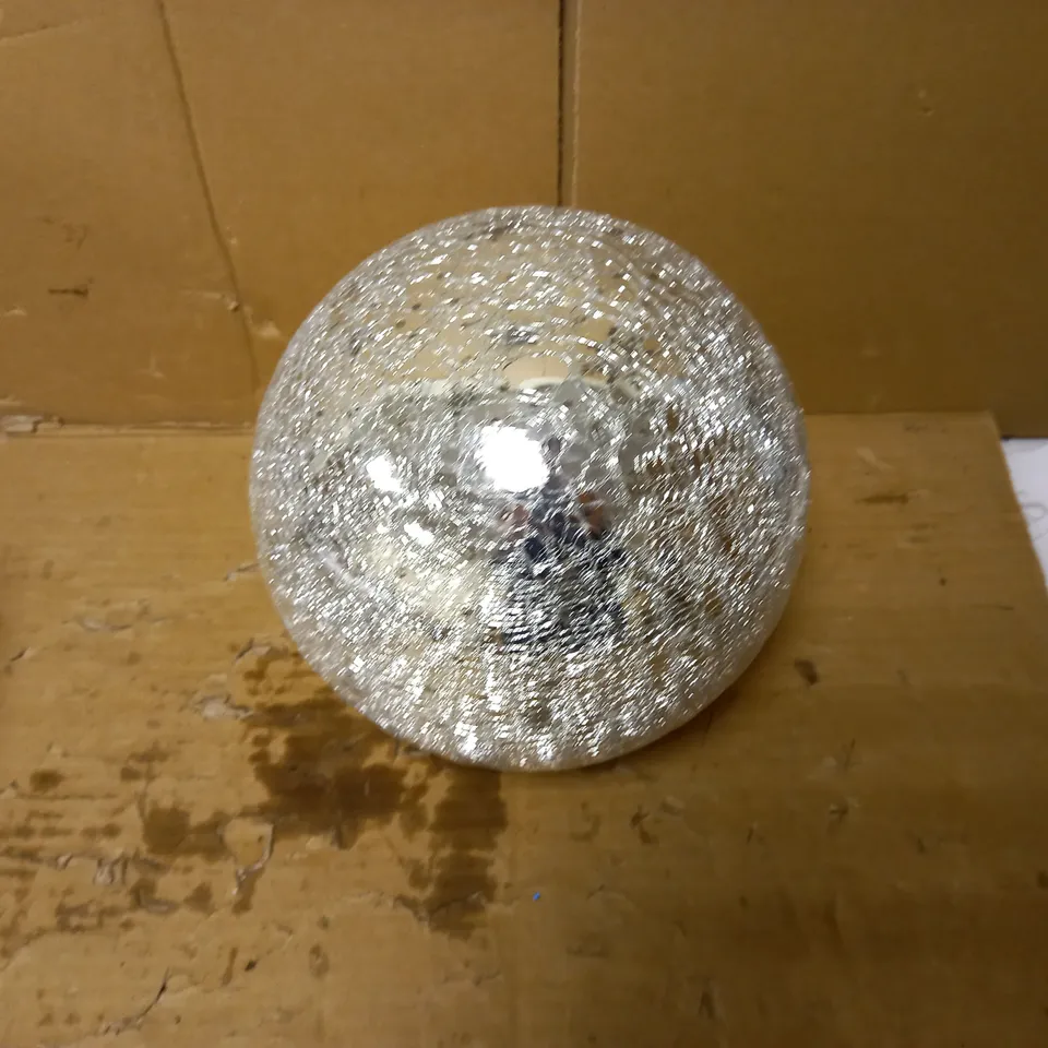 FESTIVE PRE-LIT MIRRORED SCENIC CRACKLE GLASS SPHERE