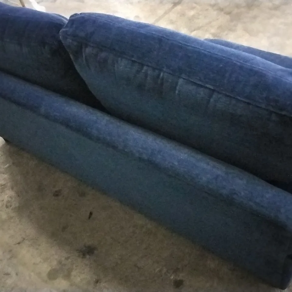 QUALITY DESIGNER LOUNGE CO 2 SEATER SOFA IN NAVY BLUE FABRIC