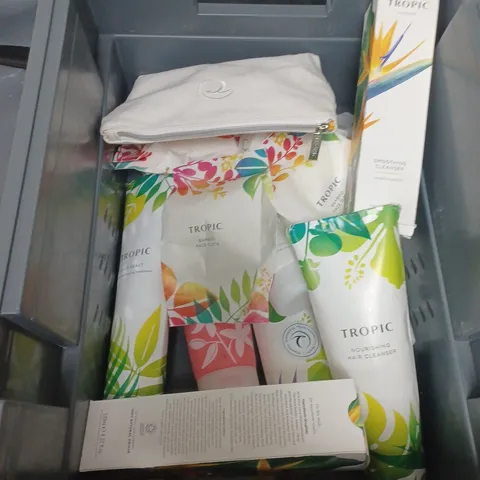 TOTE OF APPROXIMATELY 10 ASSORTED TROPIC SKINCARE PRODUCTS