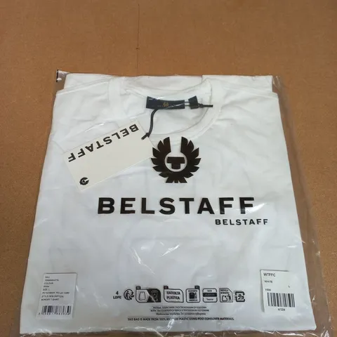 BELSTAFF WHITE LOGO T‑SHIRT SIZE L