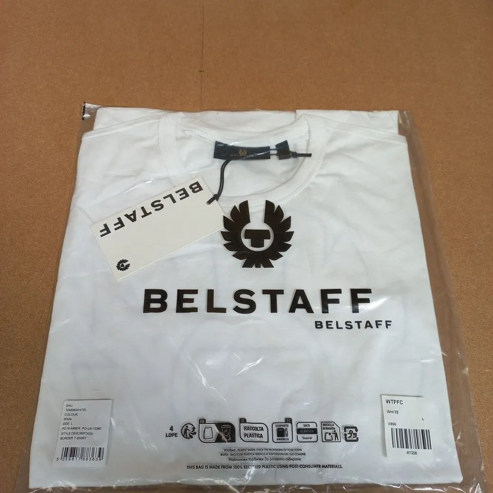 BELSTAFF WHITE LOGO T‑SHIRT SIZE L