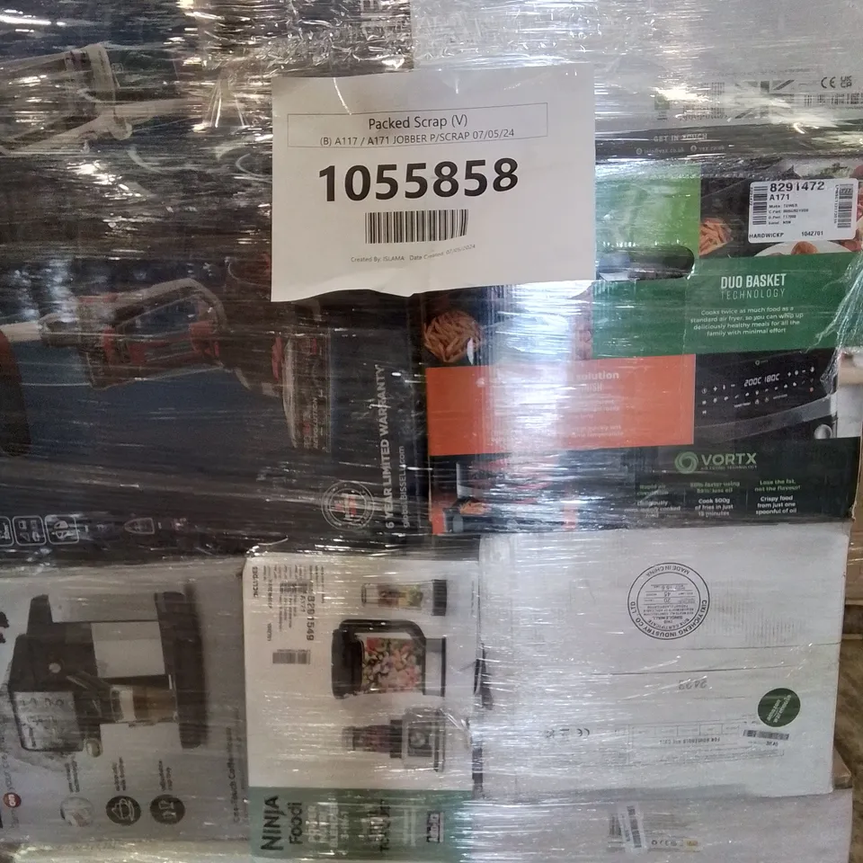 PALLET OF APPROXIMATELY 30 UNPROCESSED RAW RETURN HOUSEHOLD AND ELECTRICAL GOODS TO INCLUDE;
