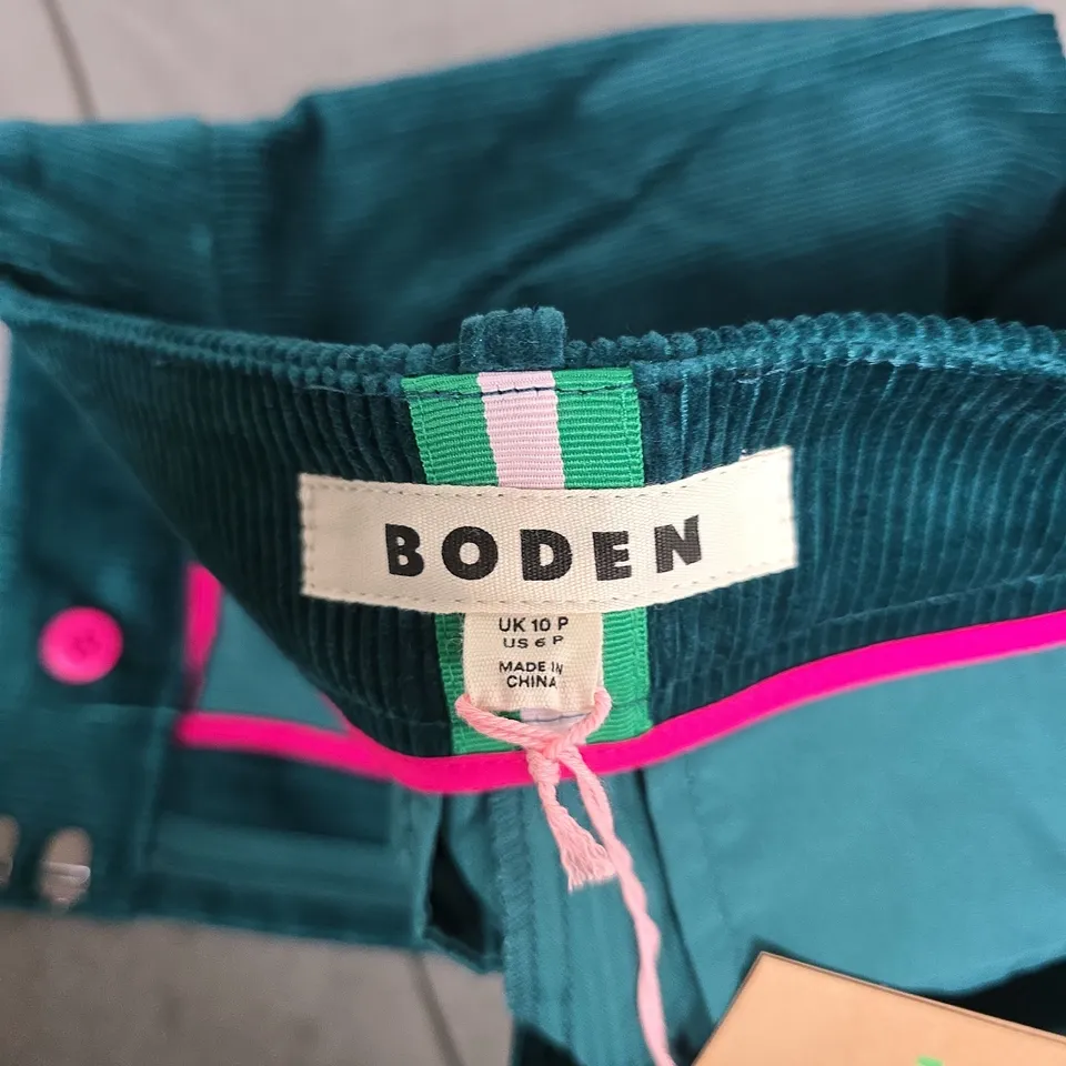 BODEN TEAL CORDUROY TROUSERS – UK 10P (WOMEN)