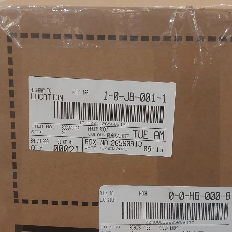 BOX CONTAINING APPROXIMATELY 21x PAIRS OF BRAND NEW MAGISCULPT BLACK/LATTE RACER BODYSUITS - SIZE 24