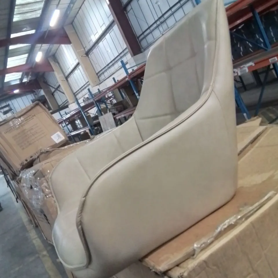 BOXED DANYL SET OF TWO CREAM PU LEATHER SWIVEL DINING CHAIRS (1 BOX)