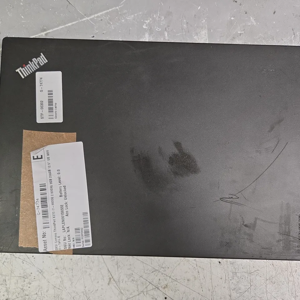 LENOVO X270 THINKPAD LAPTOP IN BLACK