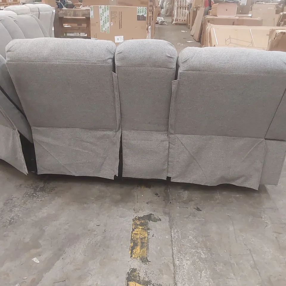 QUALITY DESIGNER PRAGA CORNER FABRIC RECLINER SOFA LIGHT GREY