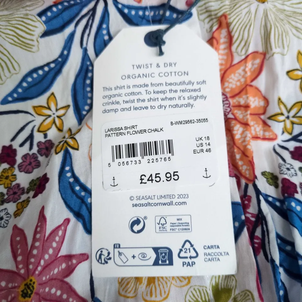 SEASALT CORNWALL LARISSA SHIRT – FLORAL ORGANIC COTTON, UK 18