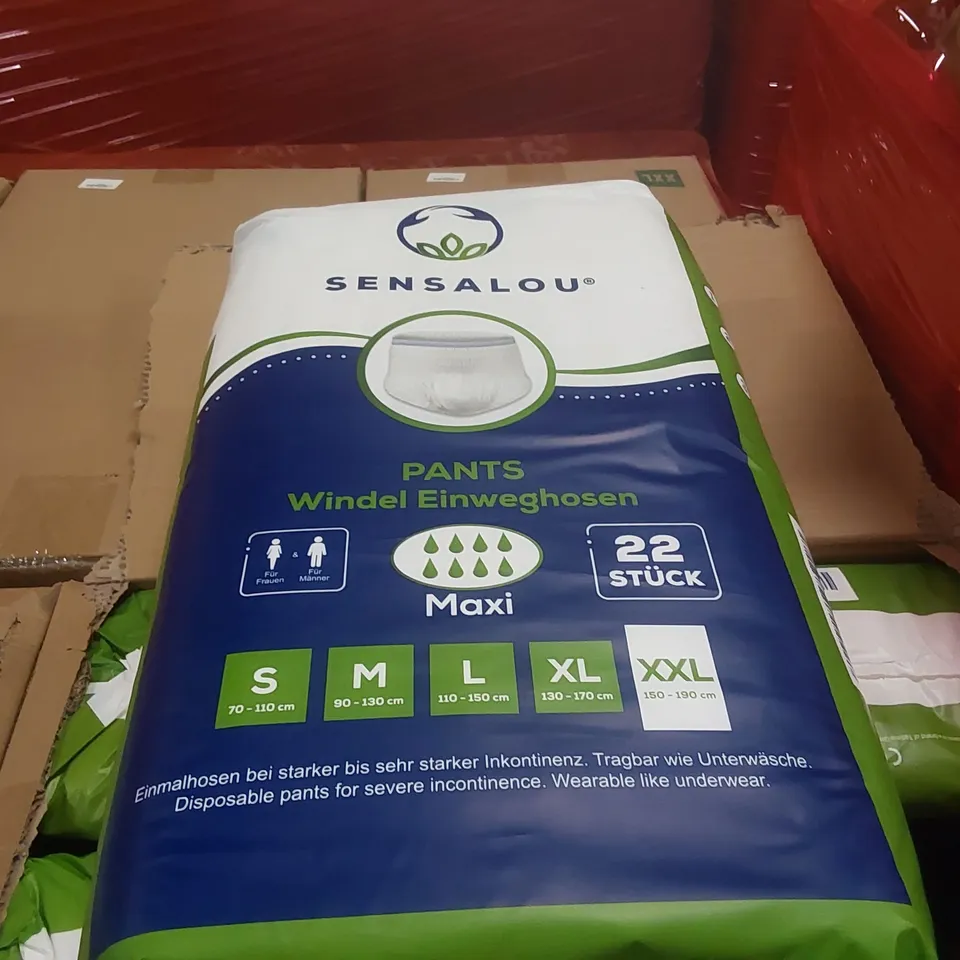 PALLET CONTAINING A VERY LARGE QUANTITY OF SENSALOU MAXI ADULT INCONTINENCE PANTS