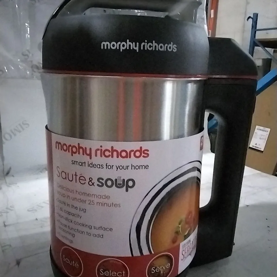 BOXED MORPHY RICHARDS SAUTE AND SOUP STAINLESS STEEL 1.6L SOUP MAKER