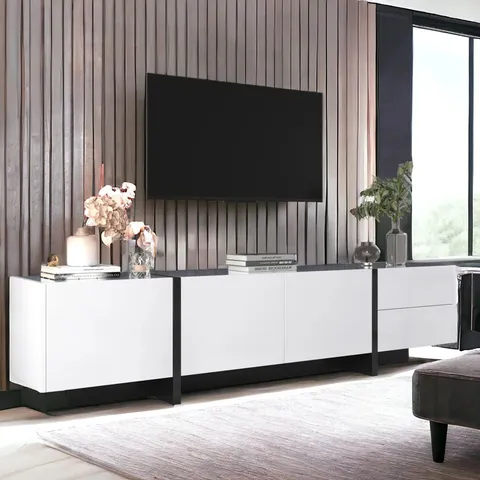 BOXED MODERN HIGH GLOSS TV CABINET-MEDIA UNIT WITH STORAGE (1 BOX)