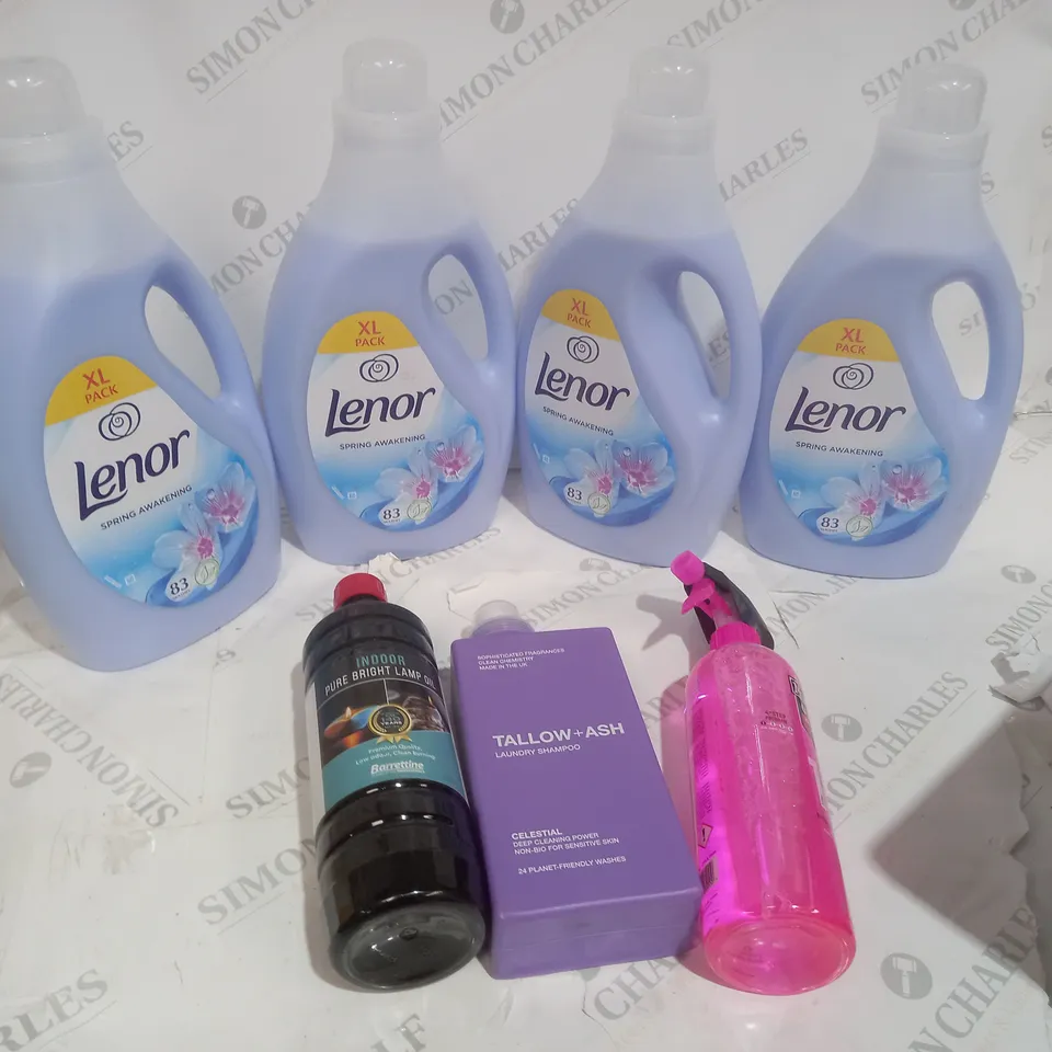 7 ASSORTED LIQUID ITEMS TO INCLUDE A LENOR SPRING AWAKENING AND A INDOOR PURE BRIGHT LAMP OIL - COLLECTION ONLY