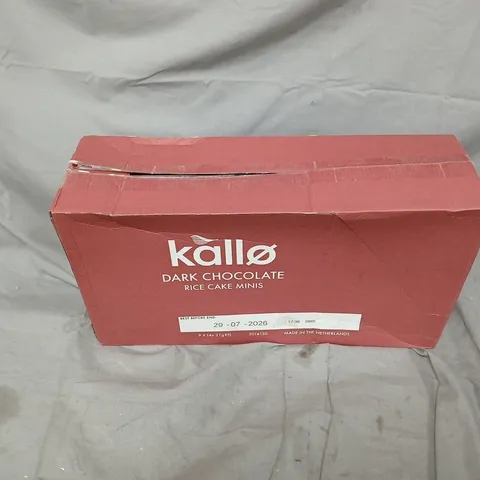 KALLO DARK CHOCOLATE RICE CAKE MINIS – BOXED SNACK. 9 X 4 X 21G