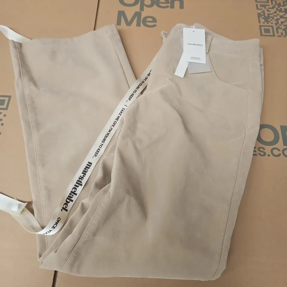MARSTHELABEL THE SUEDE STRAIGHT TROUSERS IN TAUPE - SIZE 8