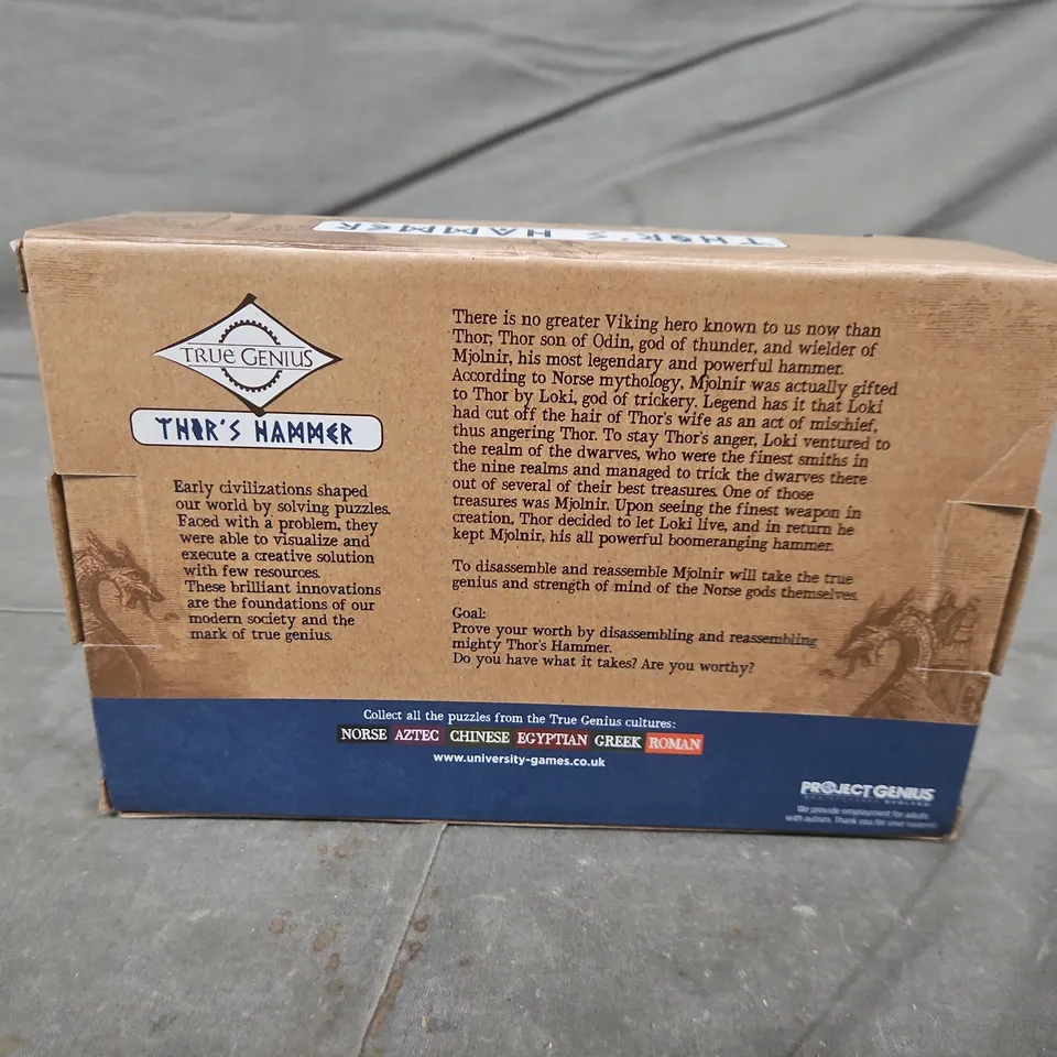 TRUE GENIUS THOR'S HAMMER WOOD BRAINTEASER PUZZLE – BOXED