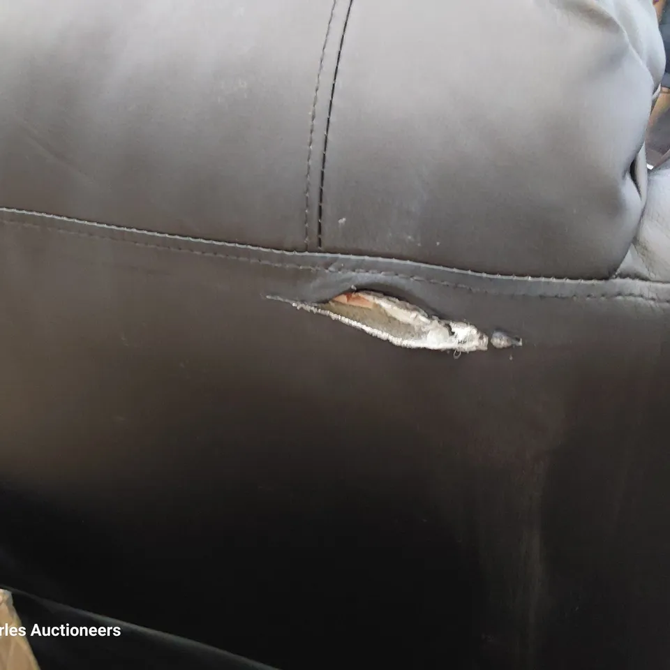 DESIGNER POWER RECLINING EASY CHAIR BLACK LEATHER 