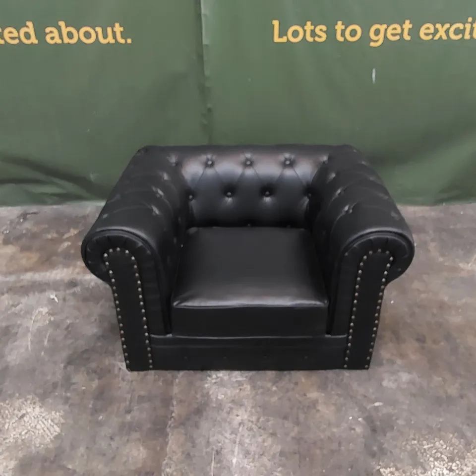 ALESTE VEGAN LEATHER ARMCHAIR - BLACK