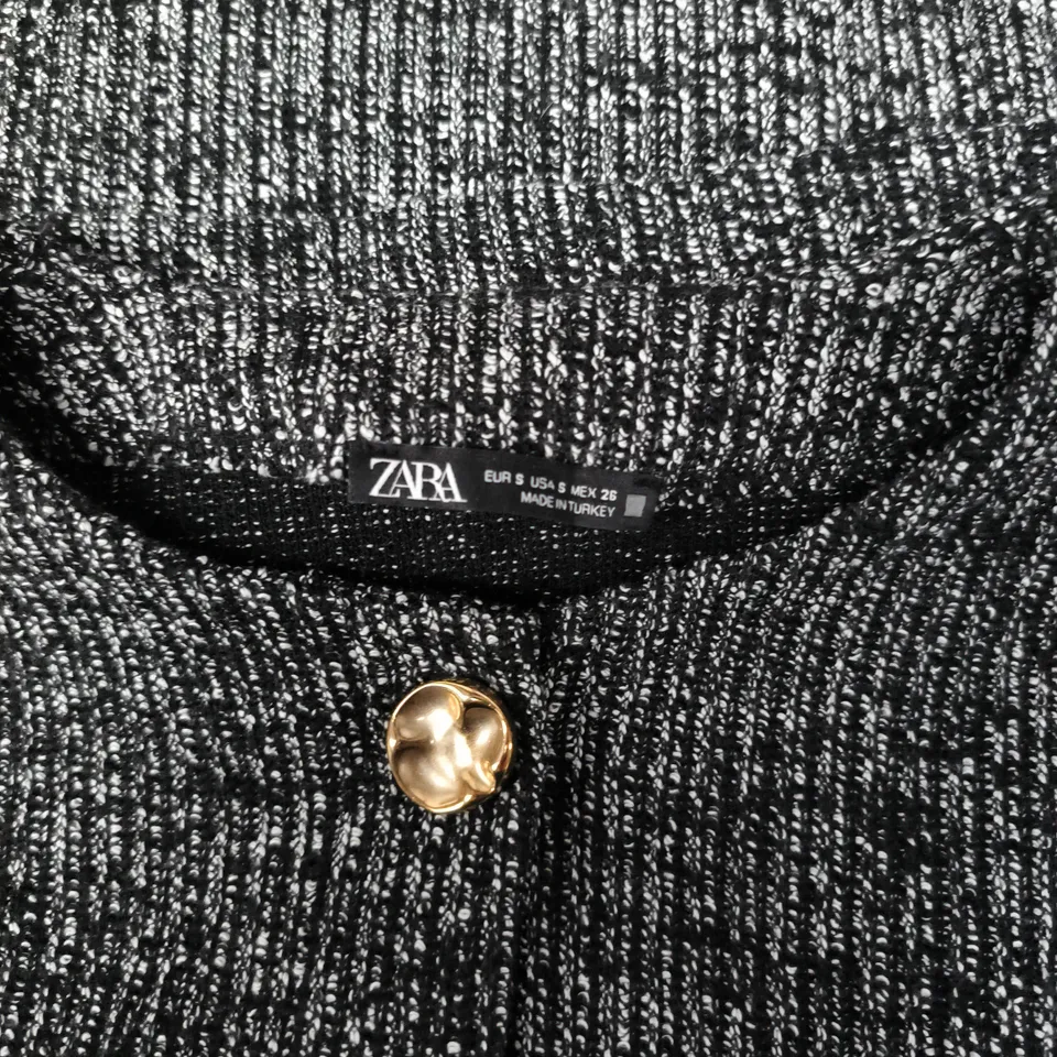 ZARA WOMEN'S KNIT SLEEVELESS VEST AND STRAIGHT TROUSERS SET  – BLACK/WHITE SPECKLED, UK 8 (EU S, US 4)