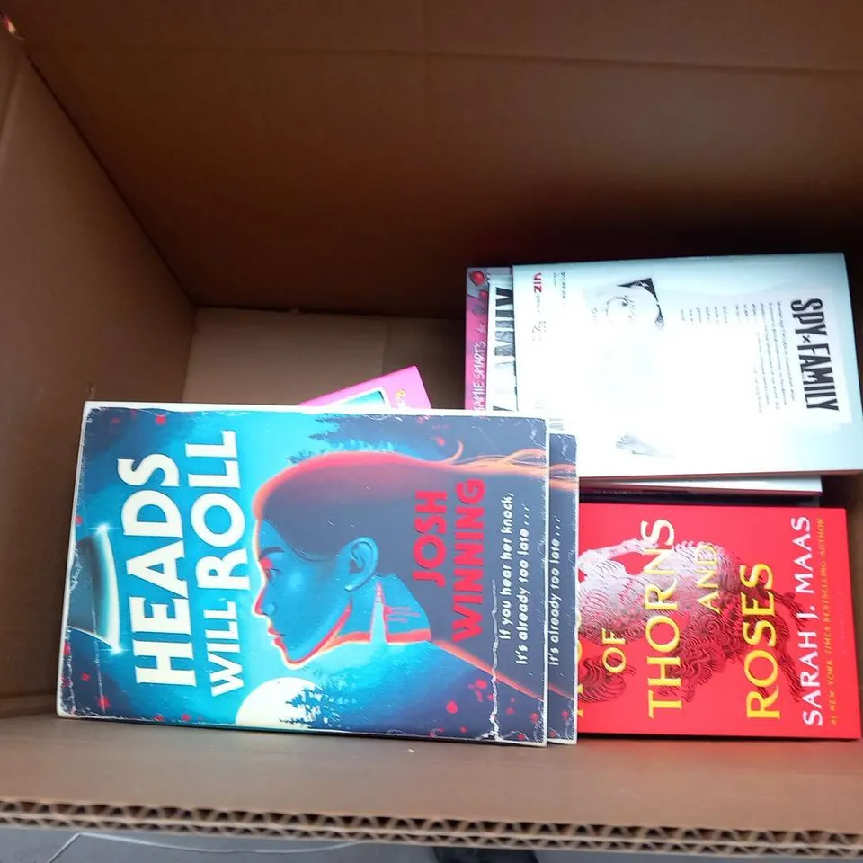 LARGE QUANTITY OF ASSORTED BOOKS TO INCLUDE; IT ENDS WITH US, A COURT OF THORNS AND ROSES, DORK SIARIES, THE GIRL IN THE CASTLE AND HEADS WILL ROLL
