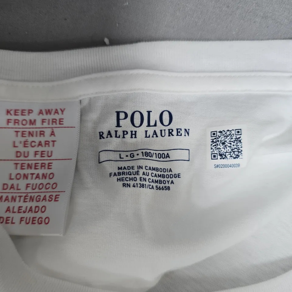 POLO RALPH LAUREN WHITE T‑SHIRT – MEN’S LOGO TEE - LARGE