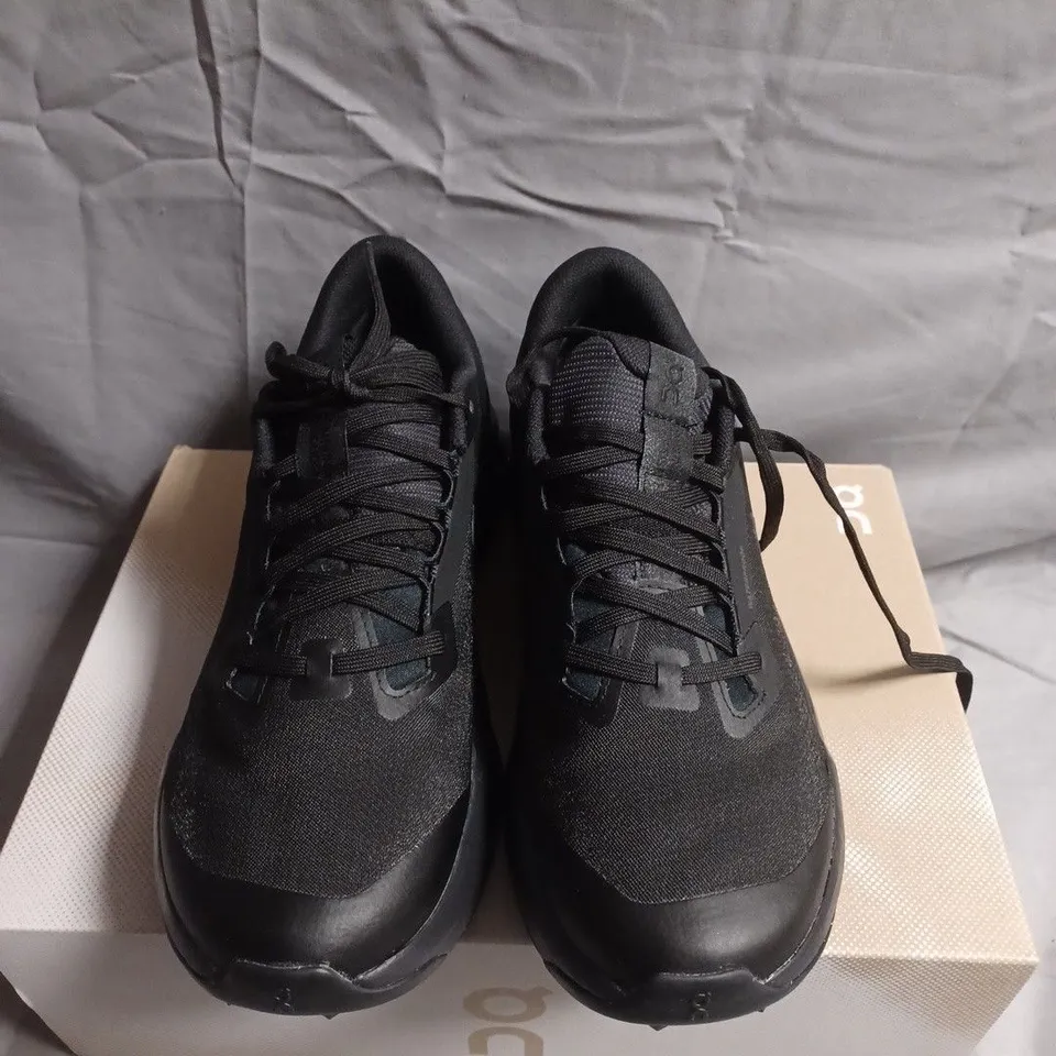 BOXED PAIR OF ON RUNNING CLOUDSURFER TRAIL 2 WP BLACK – WOMENS TRAIL SHOES - UK SIZE 6.5