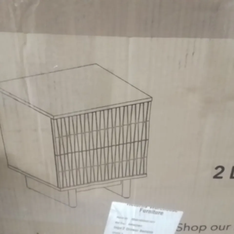 BOXED SELF ASSEMBLY 2 DRAWER BEDSIDE TABLE WHITE