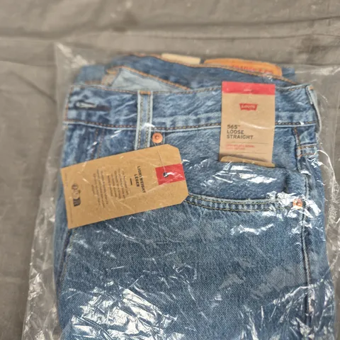 LEVI STRAUSSE STRAIGHT LOOSE FIT DENIM JEANS - BLUE - SIZE 32 REGULAR