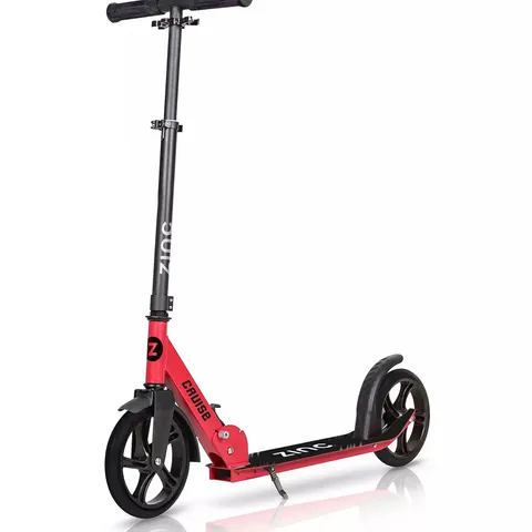 ZINC BIG WHEELED FOLDING CRUISE SCOOTER - RED - COLLECTION ONLY