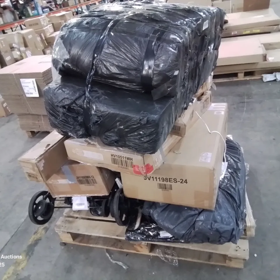 PALLET CONTAINING VARIOUS ASSORTED FURNITURE PARTS AND HOUSEHOLD ITEMS