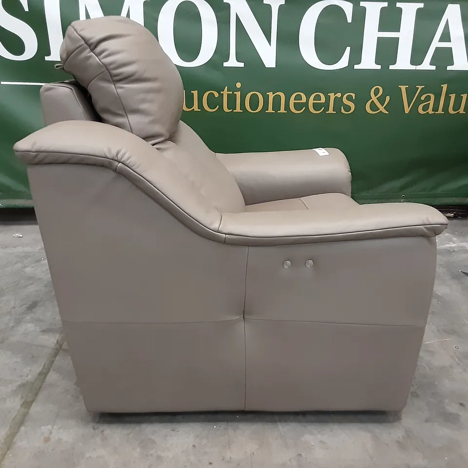 QUALITY BRITISH MANUFACTURED DESIGNER G PLAN FIRTH ELECTRIC RECLINING CHAIR P216 CAPRI MUSHROOM 