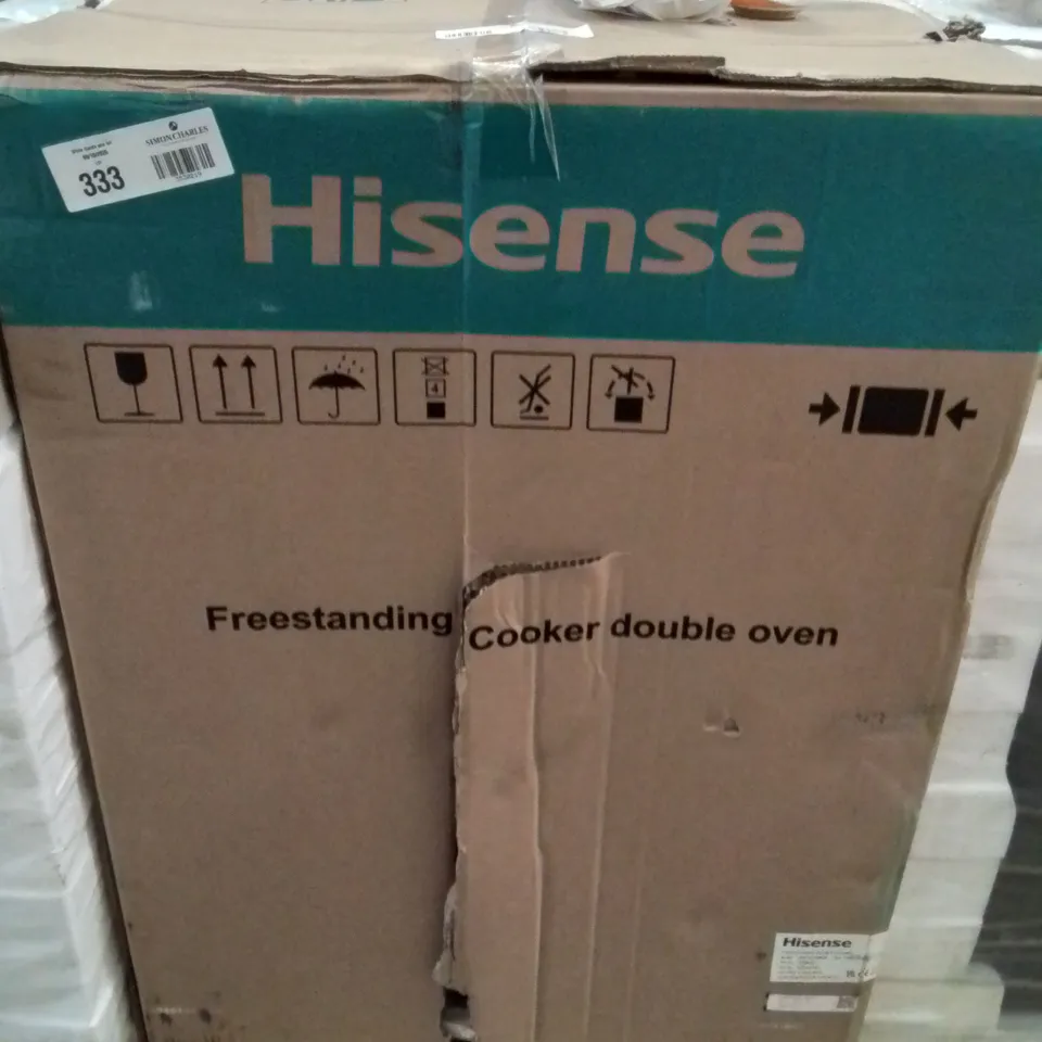 BOXED HISENSE HDE3211BBUK DOUBLE OVEN ELECTRIC COOKER WITH CERAMIC HOB - BLACK - A+/A RATED