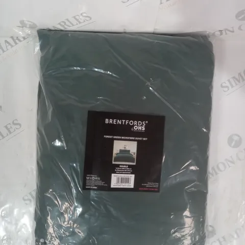 BRENTFORDS BY OHS FOREST GREEN MICROFIBRE DUVET SET - DOUBLE