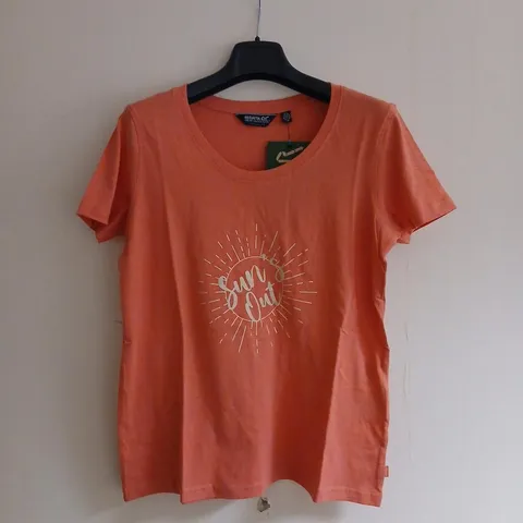 REGATTA WOMENS FILANDRA VII PRINTED SHORT SLEEVE CREW NECK T-SHIRT TOP TEE PEACH BLOOM SIZE 12