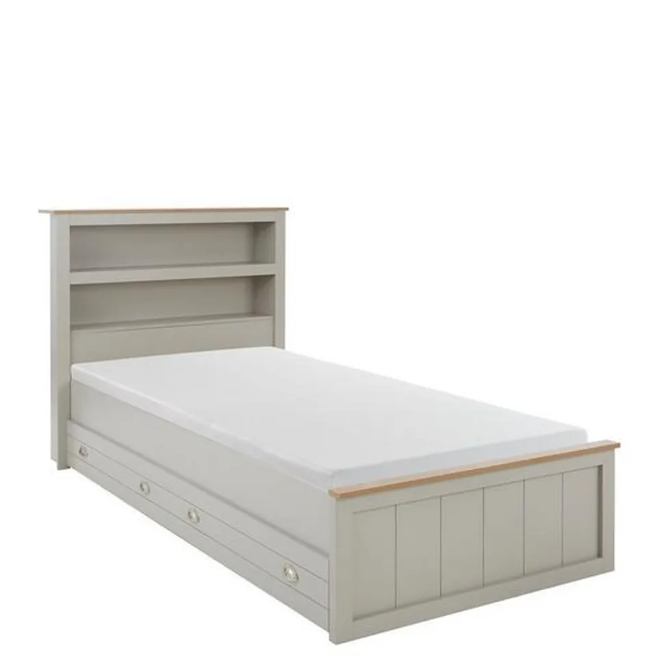 BOXED GRADE 1 ATLANTA GREY SINGLE BED WITH STORAGE (2 BOX) RRP £319.99