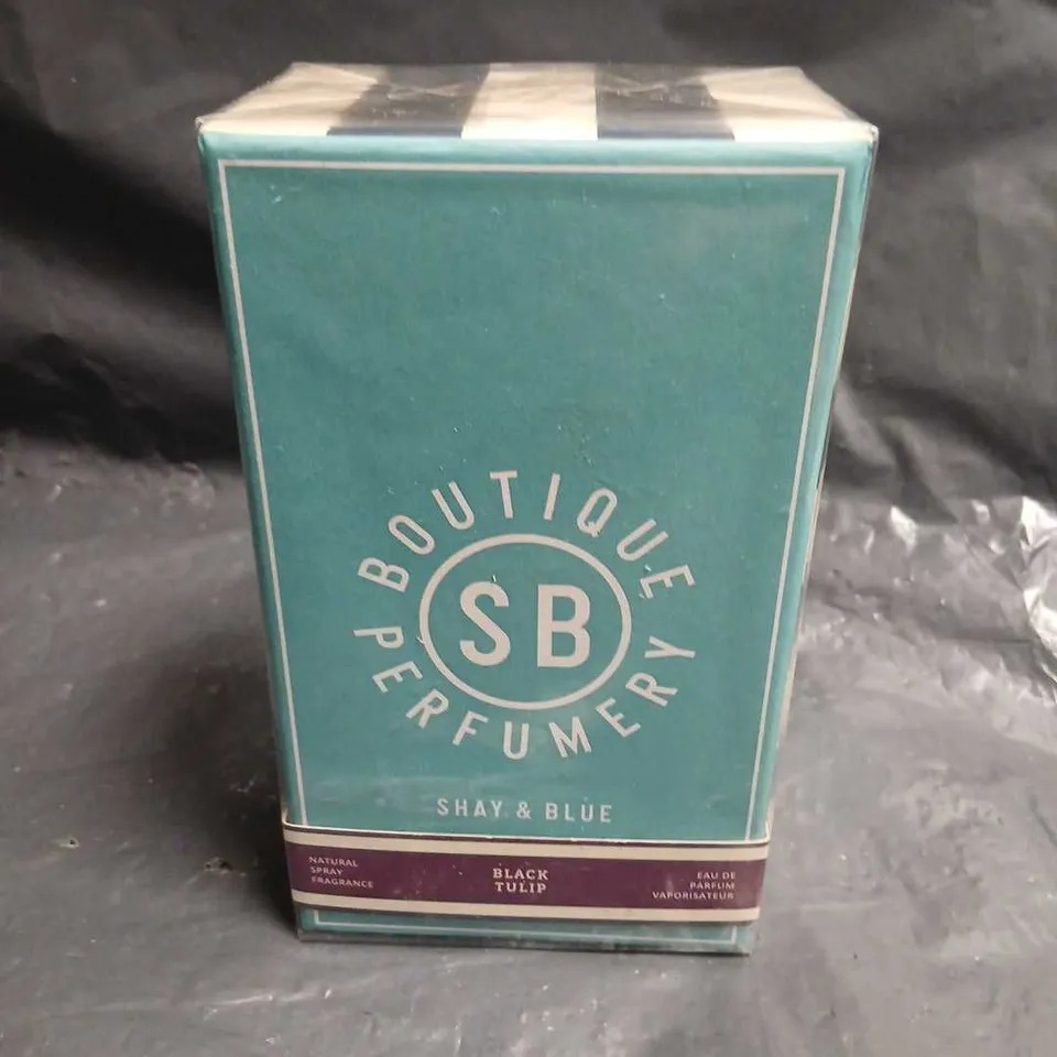 BOXED AND SEALED SB BOUTIQUE PERFUMERY SHAY AND BLUE BLACK TULIP EAU DE PARFUM 100ML 
