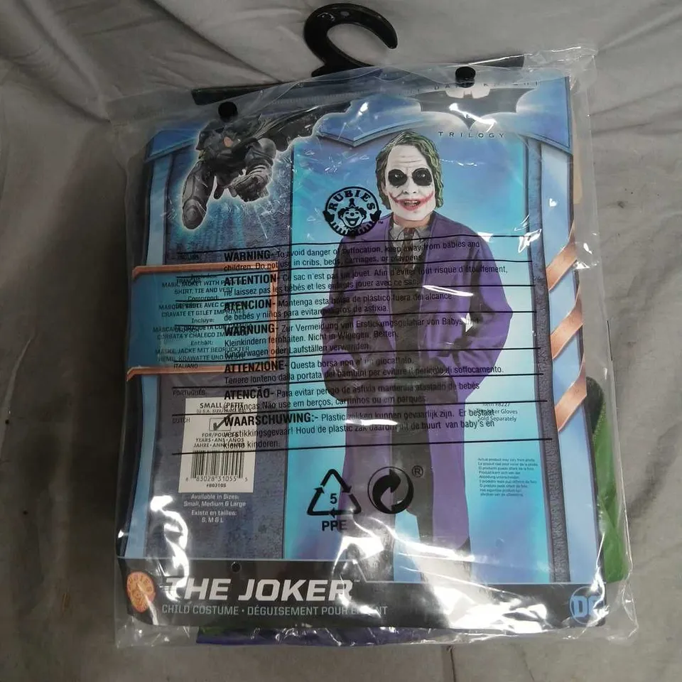 THE JOKER CHILD COSTUME – SIZES SMALL, MEDIUM & LARGE (SEALED IN PACKAGING)